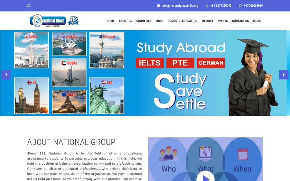 Screenshot of the National Group website